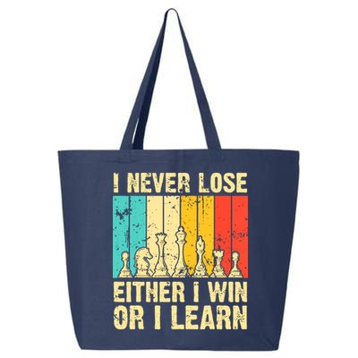 Retro Vintage I Never Lose I Either Win Or Learn Funny Chess Player 25L Jumbo Tote