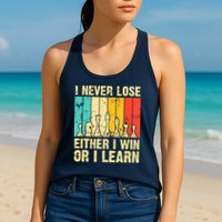Retro Vintage I Never Lose I Either Win Or Learn Funny Chess Player Womens Tank Top