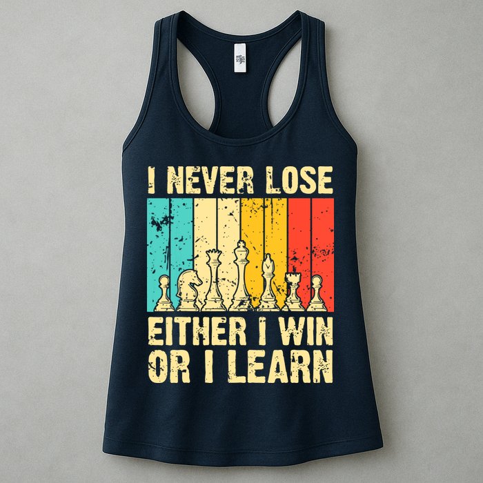 Retro Vintage I Never Lose I Either Win Or Learn Funny Chess Player Womens Tank Top