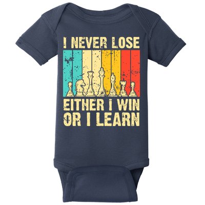 Retro Vintage I Never Lose I Either Win Or Learn Funny Chess Player Baby Bodysuit