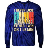 Retro Vintage I Never Lose I Either Win Or Learn Funny Chess Player Tie-Dye Long Sleeve Shirt