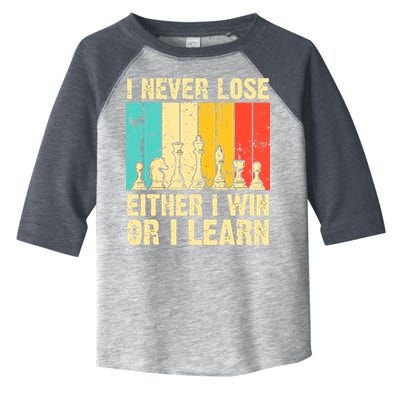 Retro Vintage I Never Lose I Either Win Or Learn Funny Chess Player Toddler Fine Jersey T-Shirt