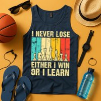 Retro Vintage I Never Lose I Either Win Or Learn Funny Chess Player Tank Top