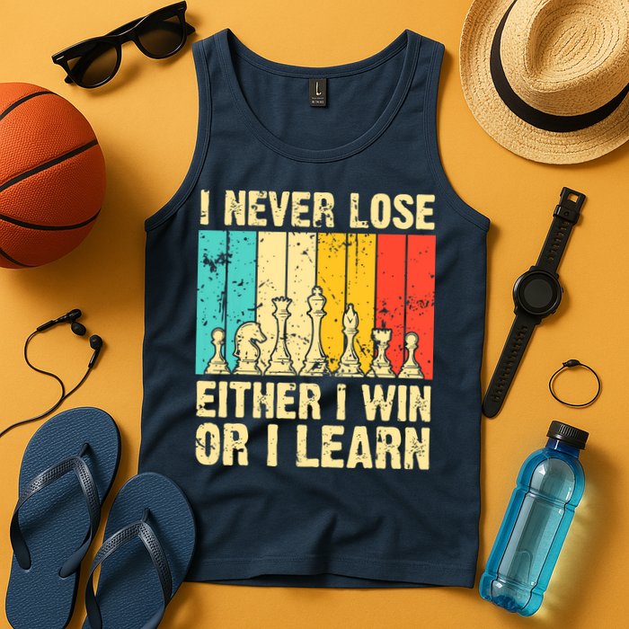 Retro Vintage I Never Lose I Either Win Or Learn Funny Chess Player Tank Top