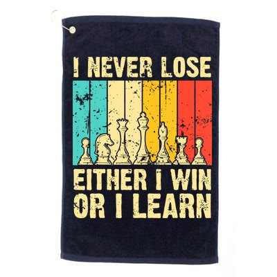 Retro Vintage I Never Lose I Either Win Or Learn Funny Chess Player Golf Towel