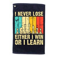Retro Vintage I Never Lose I Either Win Or Learn Funny Chess Player Golf Towel