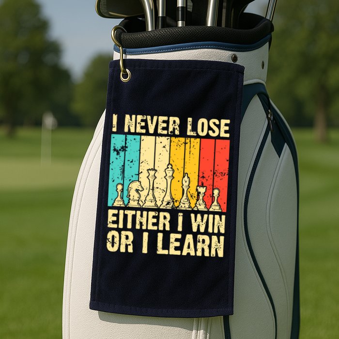 Retro Vintage I Never Lose I Either Win Or Learn Funny Chess Player Golf Towel
