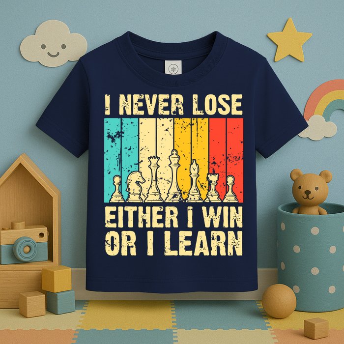 Retro Vintage I Never Lose I Either Win Or Learn Funny Chess Player Toddler T-Shirt