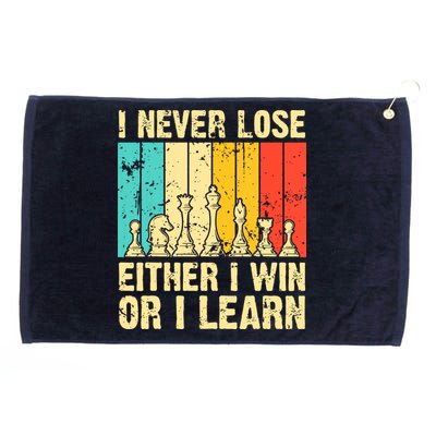 Retro Vintage I Never Lose I Either Win Or Learn Funny Chess Player Grommeted Golf Towel