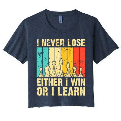 Retro Vintage I Never Lose I Either Win Or Learn Funny Chess Player Crop Top