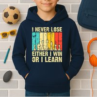 Retro Vintage I Never Lose I Either Win Or Learn Funny Chess Player Kids Hoodie