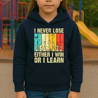 Retro Vintage I Never Lose I Either Win Or Learn Funny Chess Player Kids Hoodie