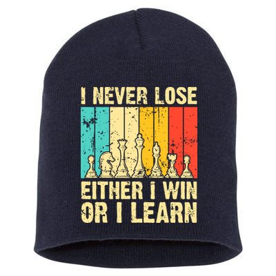 Retro Vintage I Never Lose I Either Win Or Learn Funny Chess Player Short Acrylic Beanie