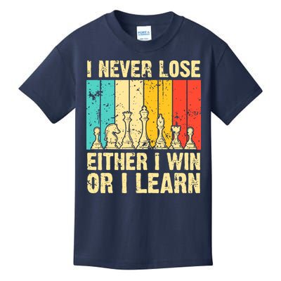 Retro Vintage I Never Lose I Either Win Or Learn Funny Chess Player Kids T-Shirt
