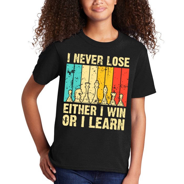 Retro Vintage I Never Lose I Either Win Or Learn Funny Chess Player Kids T-Shirt