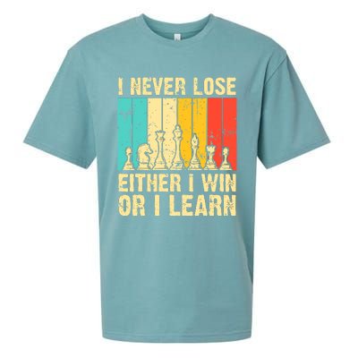 Retro Vintage I Never Lose I Either Win Or Learn Funny Chess Player Sueded Cloud Jersey T-Shirt