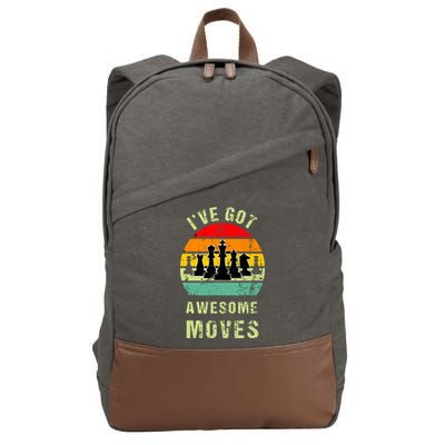 Retro Vintage I've Got Awesome Moves Chess Player Gift Cotton Canvas Backpack