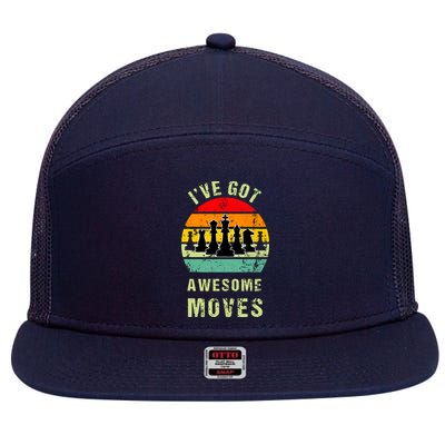 Retro Vintage I've Got Awesome Moves Chess Player Gift 7 Panel Mesh Trucker Snapback Hat