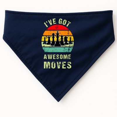 Retro Vintage I've Got Awesome Moves Chess Player Gift USA-Made Doggie Bandana