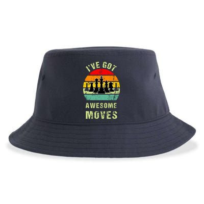 Retro Vintage I've Got Awesome Moves Chess Player Gift Sustainable Bucket Hat