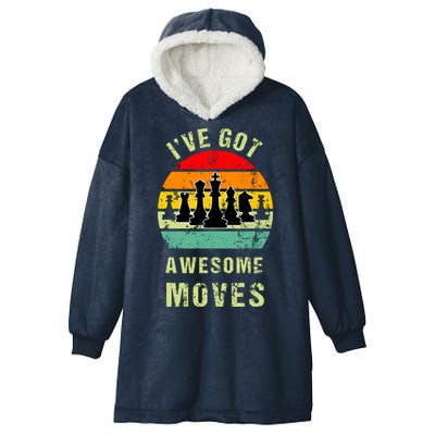 Retro Vintage I've Got Awesome Moves Chess Player Gift Hooded Wearable Blanket