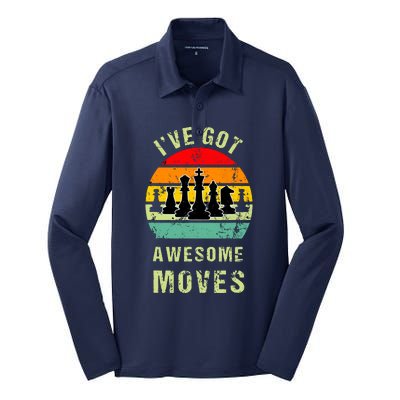 Retro Vintage I've Got Awesome Moves Chess Player Gift Silk Touch Performance Long Sleeve Polo