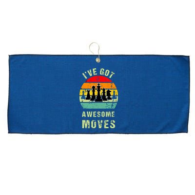 Retro Vintage I've Got Awesome Moves Chess Player Gift Large Microfiber Waffle Golf Towel