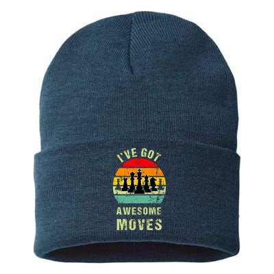 Retro Vintage I've Got Awesome Moves Chess Player Gift Sustainable Knit Beanie