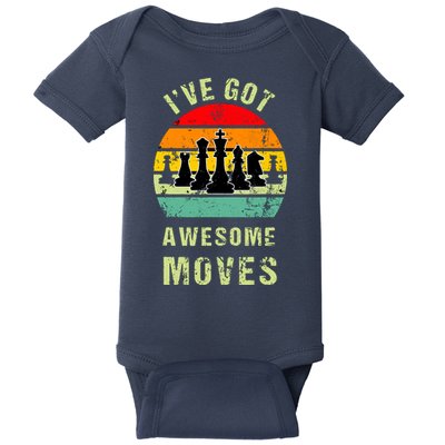 Retro Vintage I've Got Awesome Moves Chess Player Gift Baby Bodysuit