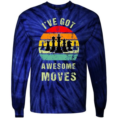 Retro Vintage I've Got Awesome Moves Chess Player Gift Tie-Dye Long Sleeve Shirt