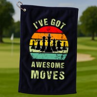 Retro Vintage I've Got Awesome Moves Chess Player Gift Golf Towel