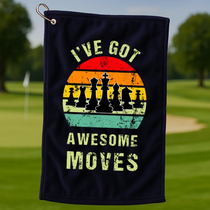 Retro Vintage I've Got Awesome Moves Chess Player Gift Golf Towel
