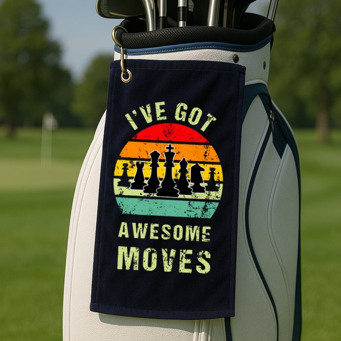 Retro Vintage I've Got Awesome Moves Chess Player Gift Golf Towel
