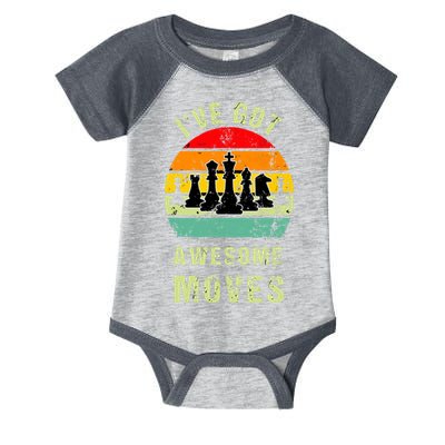 Retro Vintage I've Got Awesome Moves Chess Player Gift Infant Baby Jersey Bodysuit