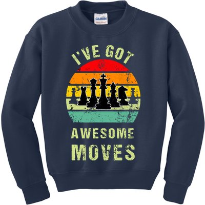 Retro Vintage I've Got Awesome Moves Chess Player Gift Kids Sweatshirt
