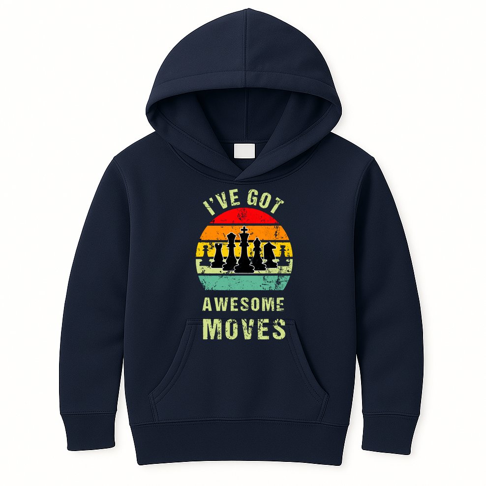 Retro Vintage I've Got Awesome Moves Chess Player Gift Kids Hoodie