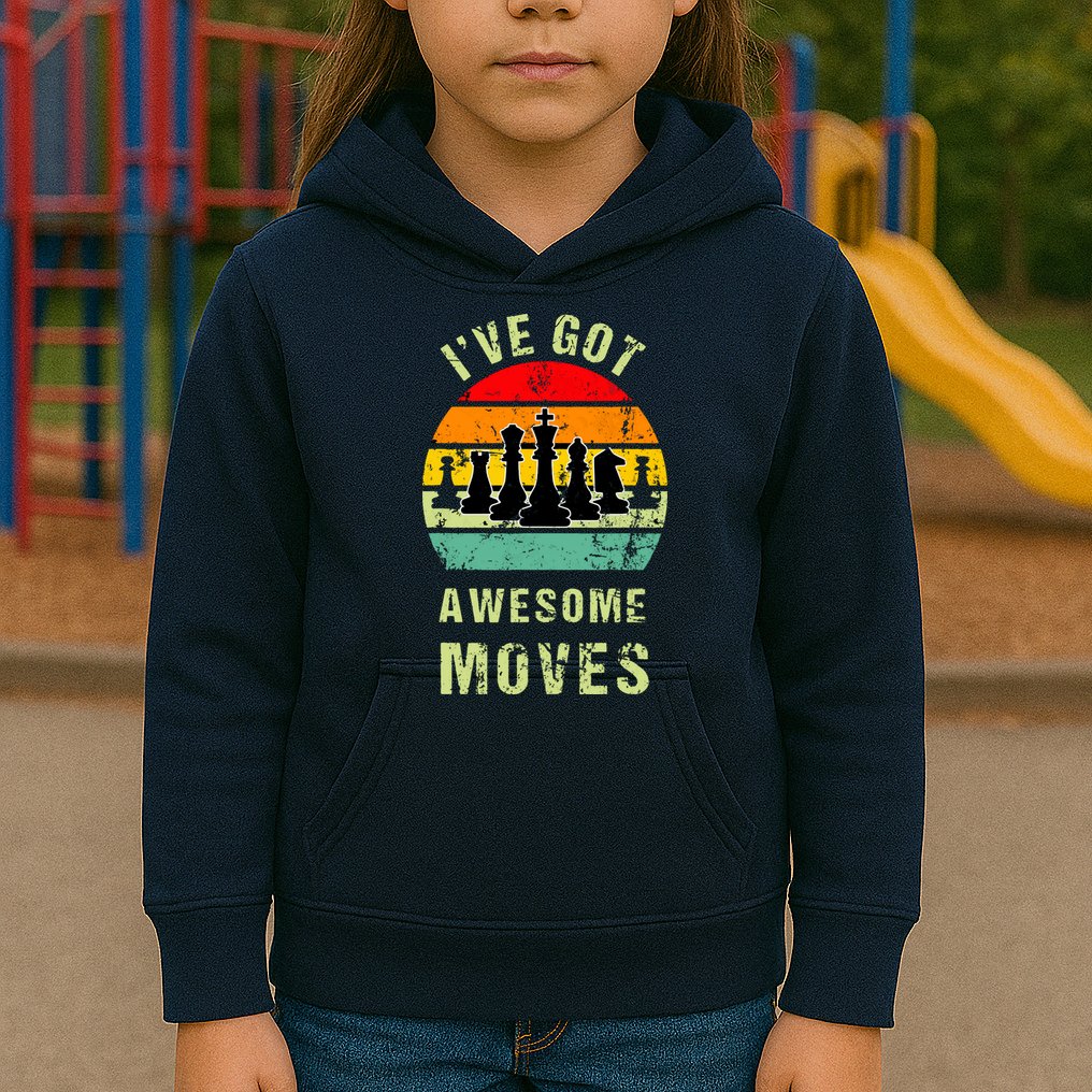 Retro Vintage I've Got Awesome Moves Chess Player Gift Kids Hoodie