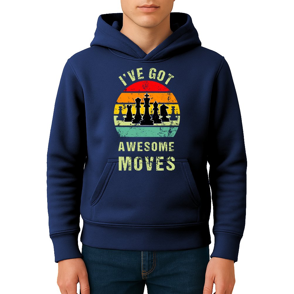 Retro Vintage I've Got Awesome Moves Chess Player Gift Kids Hoodie