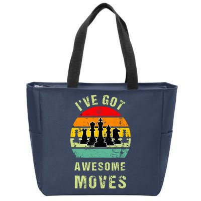 Retro Vintage I've Got Awesome Moves Chess Player Gift Zip Tote Bag