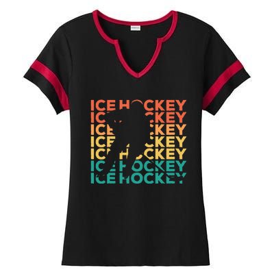 Retro Vintage Ice Hockey Gift For Ice Hockey Players Ladies Halftime Notch Neck Tee