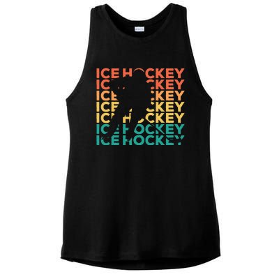 Retro Vintage Ice Hockey Gift For Ice Hockey Players Ladies PosiCharge Tri-Blend Wicking Tank