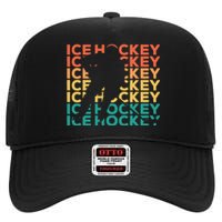 Retro Vintage Ice Hockey Gift For Ice Hockey Players High Crown Mesh Back Trucker Hat