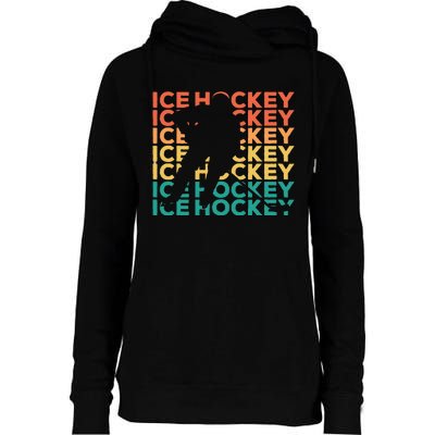 Retro Vintage Ice Hockey Gift For Ice Hockey Players Womens Funnel Neck Pullover Hood