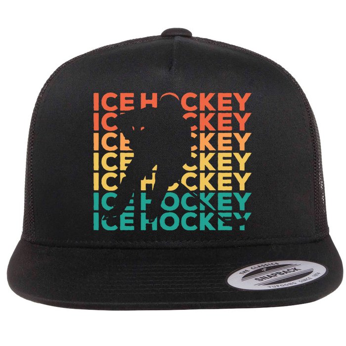 Retro Vintage Ice Hockey Gift For Ice Hockey Players Flat Bill Trucker Hat