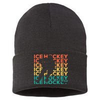 Retro Vintage Ice Hockey Gift For Ice Hockey Players Sustainable Knit Beanie