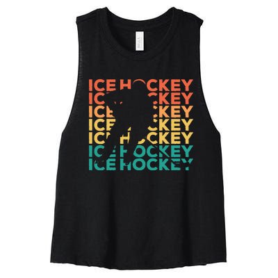 Retro Vintage Ice Hockey Gift For Ice Hockey Players Women's Racerback Cropped Tank