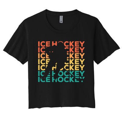 Retro Vintage Ice Hockey Gift For Ice Hockey Players Women's Crop Top Tee