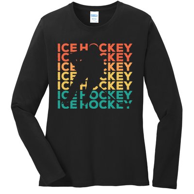 Retro Vintage Ice Hockey Gift For Ice Hockey Players Ladies Long Sleeve Shirt