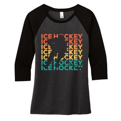 Retro Vintage Ice Hockey Gift For Ice Hockey Players Women's Tri-Blend 3/4-Sleeve Raglan Shirt