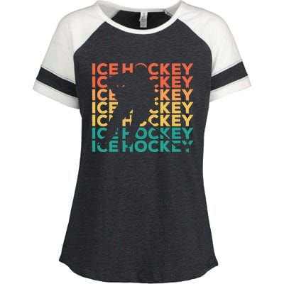 Retro Vintage Ice Hockey Gift For Ice Hockey Players Enza Ladies Jersey Colorblock Tee